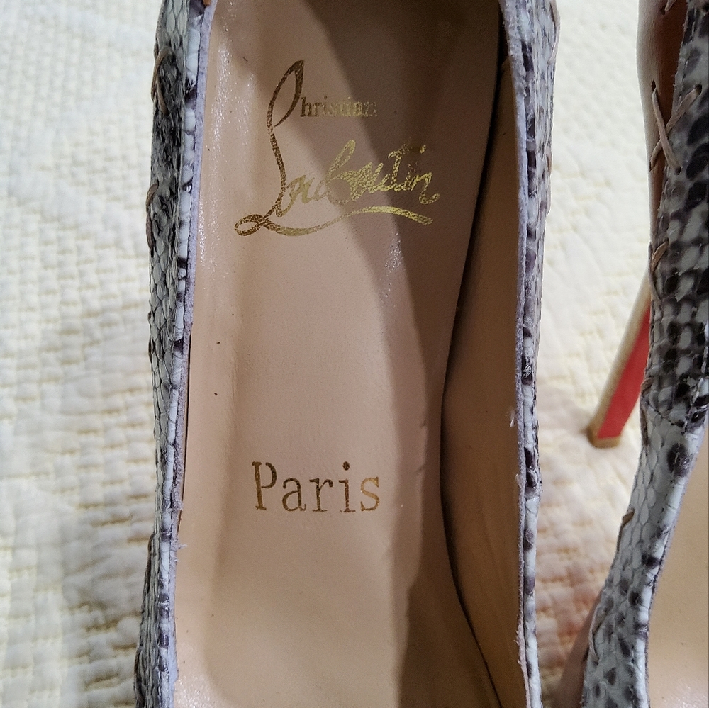 Christian Louboutin Brown Python Platform Pumps S… - image 2